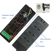 TB-T12 3000W 2m 4-USB Ports + 6-Jacks Multifunctional Flame-Retardant Socket With Switch(EU Plug)