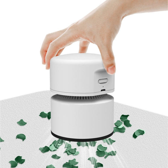Desktop Mini Vacuum Cleaner USB Rechargeable Office Home Portable Paper Cleaner(White)