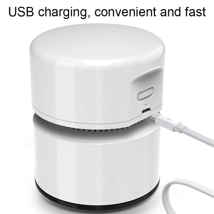 Desktop Mini Vacuum Cleaner USB Rechargeable Office Home Portable Paper Cleaner(White)