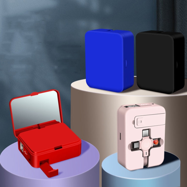 5-In-1 Telescopic Multifunctional Charging Cable Phone Bracket Function With Makeup Mirror(Red) - Multifunction Cable by PMC Jewellery | Online Shopping South Africa | PMC Jewellery | Buy Now Pay Later Mobicred