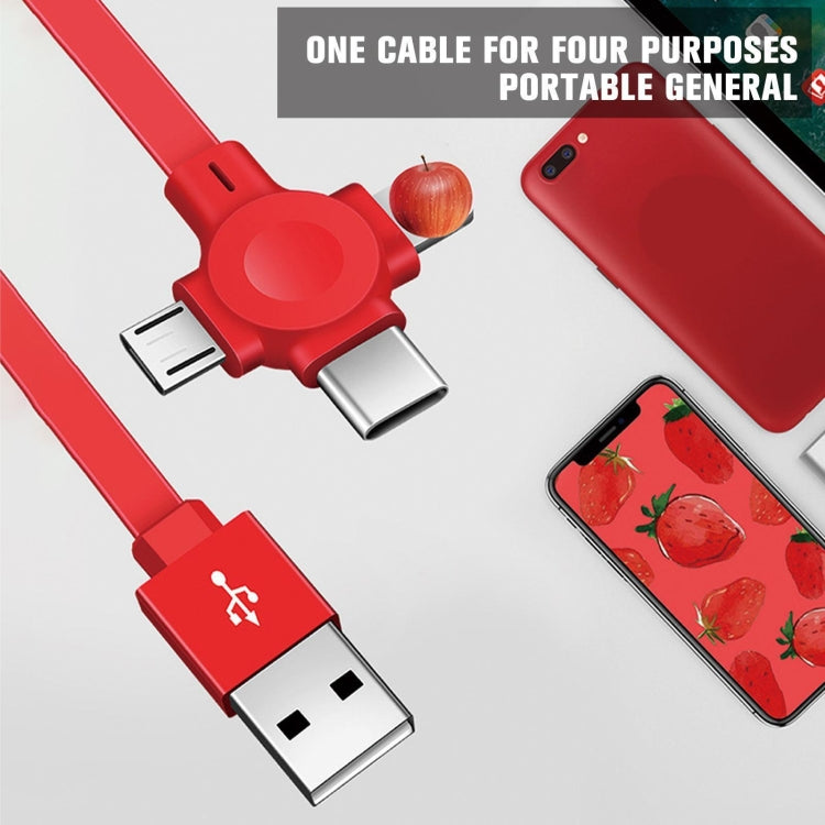 5-In-1 Telescopic Multifunctional Charging Cable Phone Bracket Function With Makeup Mirror(Red) - Multifunction Cable by PMC Jewellery | Online Shopping South Africa | PMC Jewellery | Buy Now Pay Later Mobicred