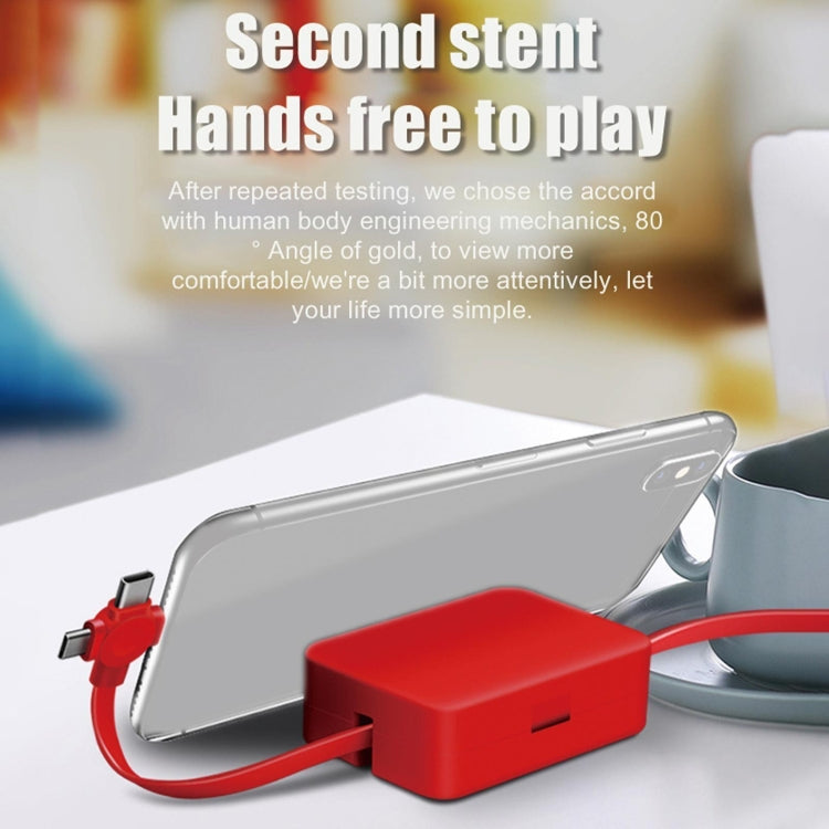 5-In-1 Telescopic Multifunctional Charging Cable Phone Bracket Function With Makeup Mirror(Red) - Multifunction Cable by PMC Jewellery | Online Shopping South Africa | PMC Jewellery | Buy Now Pay Later Mobicred