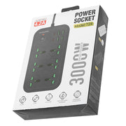 T24 2m 3000W 6 Plugs + PD + 4-USB Ports Multifunctional Flame-Retardant Socket With Switch(US Plug)