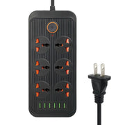 A07 2m 3000W 6 Plugs + 6-USB Ports Multifunctional Flame-retardant Socket with Switch(US Plug)