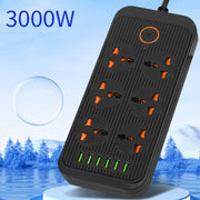 A07 2m 3000W 6 Plugs + 6-USB Ports Multifunctional Flame-retardant Socket with Switch(US Plug)