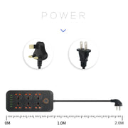 A07 2m 3000W 6 Plugs + 6-USB Ports Multifunctional Flame-retardant Socket with Switch(US Plug)