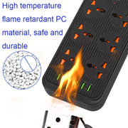 A07 2m 3000W 6 Plugs + 6-USB Ports Multifunctional Flame-retardant Socket with Switch(US Plug)
