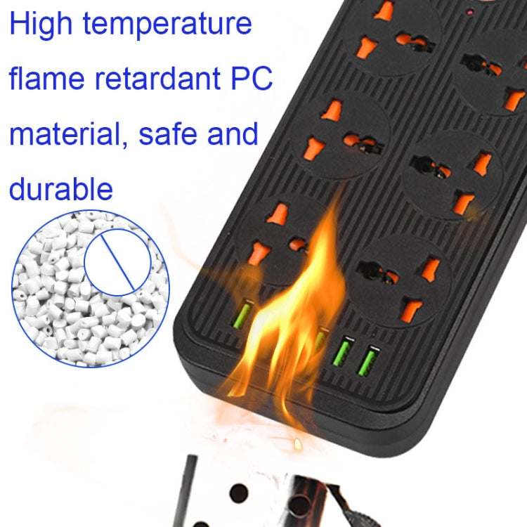 A07 2m 3000W 6 Plugs + 6-USB Ports Multifunctional Flame-retardant Socket with Switch(US Plug)