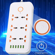 A07 2m 3000W 6 Plugs + 6-USB Ports Multifunctional Flame-retardant Socket with Switch(US Plug)