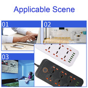 A07 2m 3000W 6 Plugs + 6-USB Ports Multifunctional Flame-retardant Socket with Switch(US Plug)
