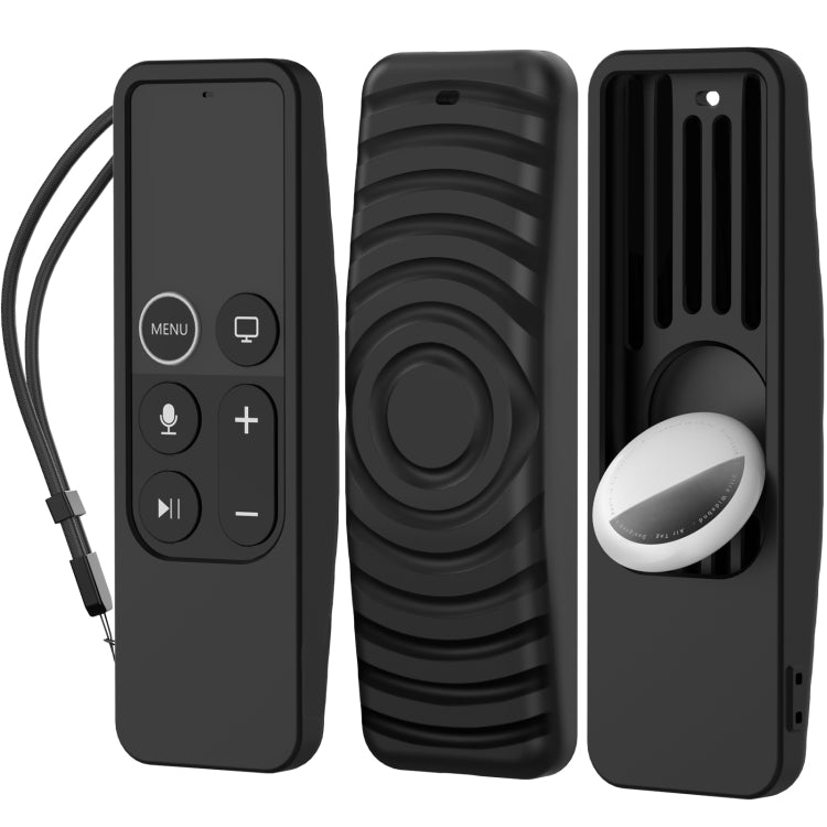 For Apple TV HD / 4K+AirTag AhaStyle PT175 Remote Control Tracker 2 In 1 Silicone Protective Cover(Black) - Remote Control Covers by AhaStyle | Online Shopping South Africa | PMC TechLife | Buy Now Pay Later Mobicred