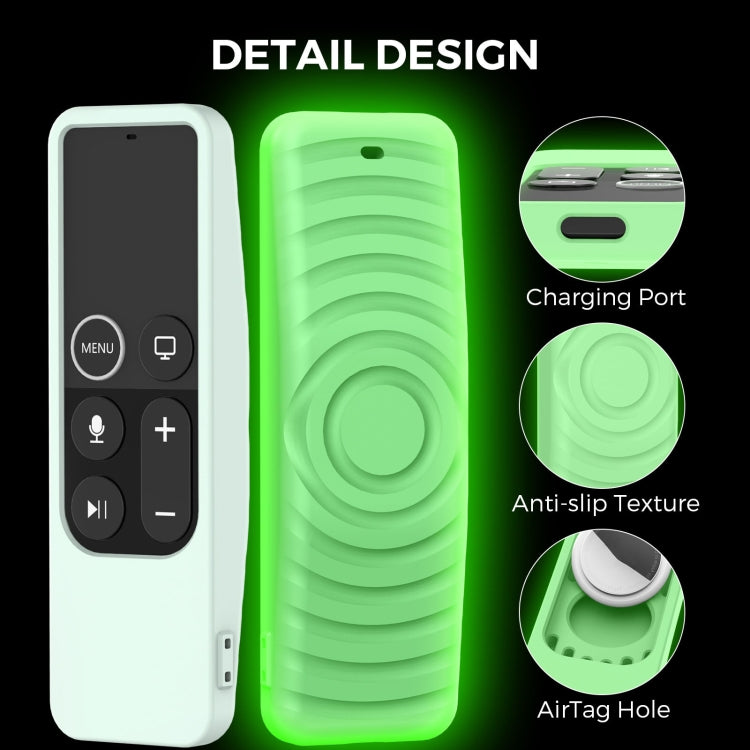 For Apple TV HD / 4K+AirTag AhaStyle PT175 Remote Control Tracker 2 In 1 Silicone Protective Cover(Luminous Green)