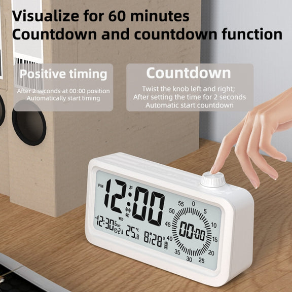Visual Timer Alarm Clock Dual Display LCD Time Reminder(Pink)