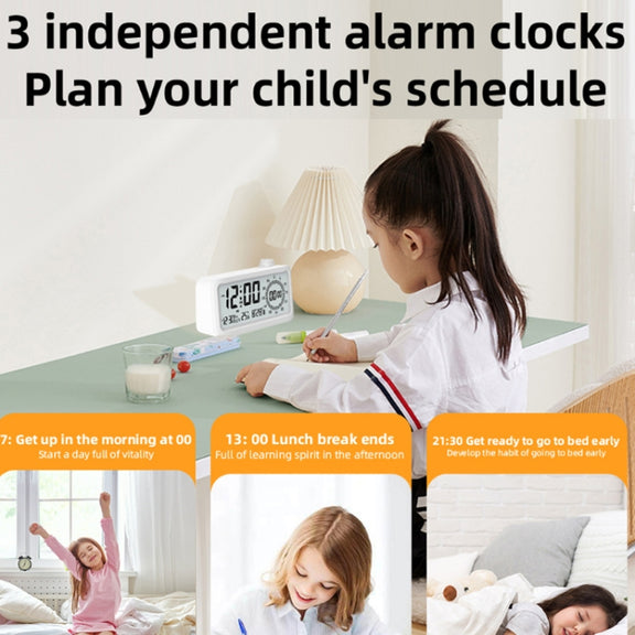 Visual Timer Alarm Clock Dual Display LCD Time Reminder(Black)