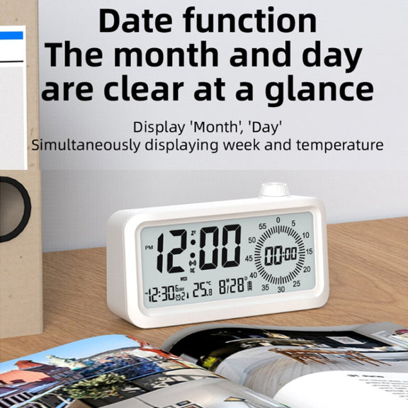 Visual Timer Alarm Clock Dual Display LCD Time Reminder(Pink)