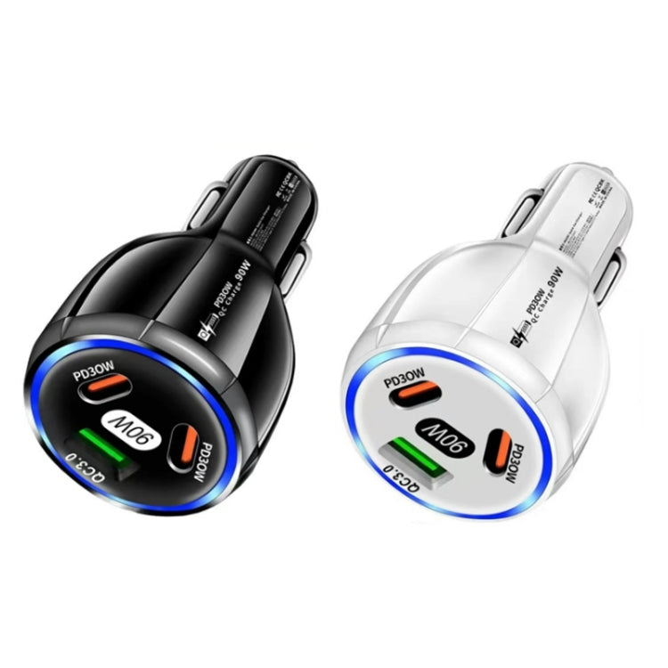 90W Super Fast Charging USB-C Car Charger Dual PD 30W+QC3.0 Charging Station(White) - Car Charger by PMC TechLife | Online Shopping South Africa | PMC TechLife | Buy Now Pay Later Mobicred