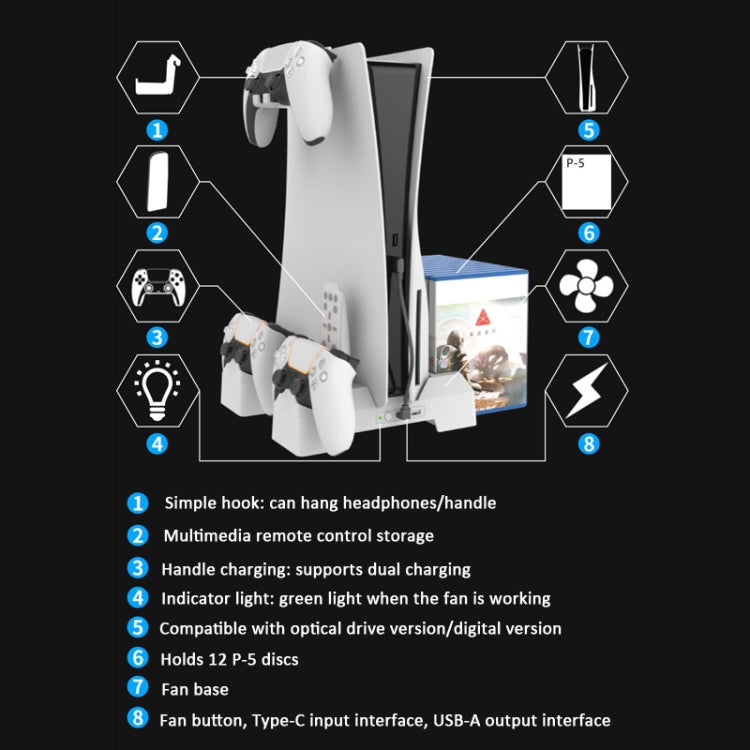 For PS5 iplay Dual-seat Charging and Cooling Base Bracket Storage Rack(Black) - free shipping - PMC Jewellery - Order now!