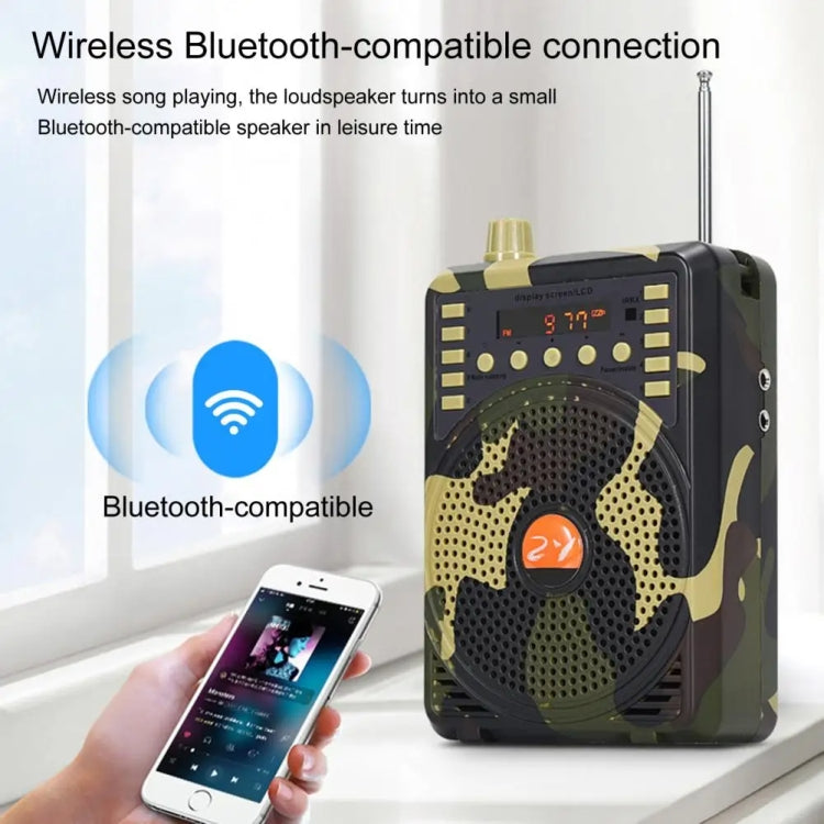 48W Wireless Bluetooth Voice Amplifier with Remote Control Supports USB/TF Card Playback AU Plug(Camouflage)