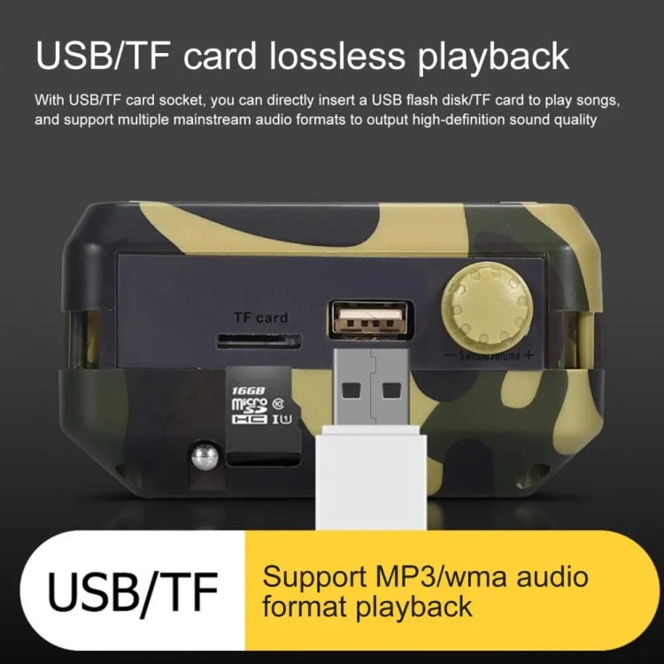 48W Wireless Bluetooth Voice Amplifier with Remote Control Supports USB/TF Card Playback US Plug(Camouflage)