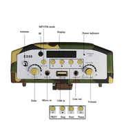 25W  Bluetooth Voice Amplifier Bird Hunting Speaker Supports USB/TF/FM 1000m Remote Control US Plug(Camouflage)