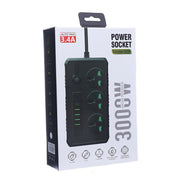 B09 2m 3000W 3 Plugs + PD + 4-USB Ports Multifunctional Flame-Retardant Socket With Switch(US Plug)