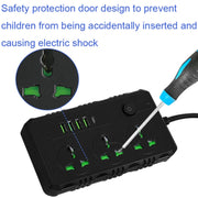 B09 2m 3000W 3 Plugs + PD + 4-USB Ports Multifunctional Flame-Retardant Socket With Switch(US Plug)