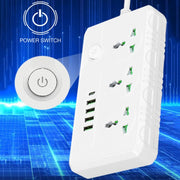 B09 2m 3000W 3 Plugs + PD + 4-USB Ports Multifunctional Flame-Retardant Socket With Switch(US Plug)