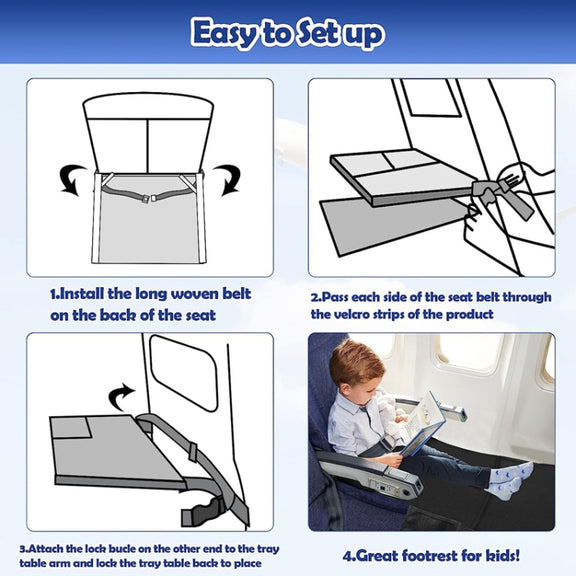 79 x 44cm Kids Airplane Seat Extender Portable Travel Seat Cushion(Black)