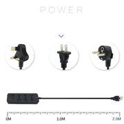 T14 2m 2500W 3 Plugs + 3-USB Ports Multifunctional Socket With Switch, Specification: EU Plug (Black)