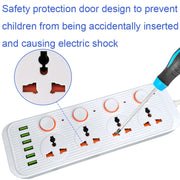 A05 2m 3000W 4 Plugs + 6-USB Ports Multifunctional Flame-Retardant Socket With Switch(UK Plug)