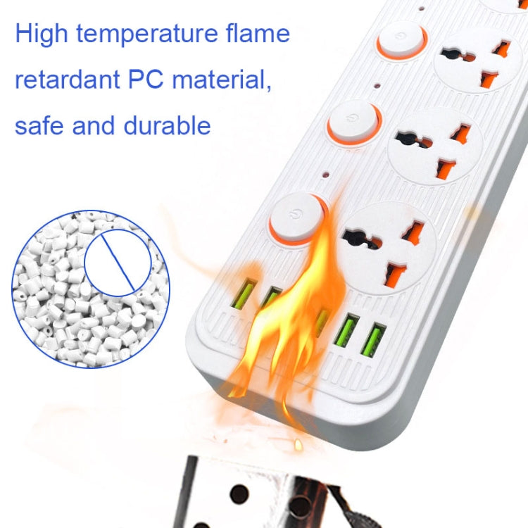 A05 2m 3000W 4 Plugs + 6-USB Ports Multifunctional Flame-Retardant Socket With Switch(UK Plug) - Extension Socket by PMC TechLife | Online Shopping South Africa | PMC TechLife | Buy Now Pay Later Mobicred