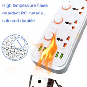 A05 2m 3000W 4 Plugs + 6-USB Ports Multifunctional Flame-Retardant Socket With Switch(UK Plug)