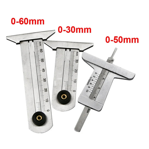 0-60mm Stainless Steel Tire Tread Vernier Depth Gauge
