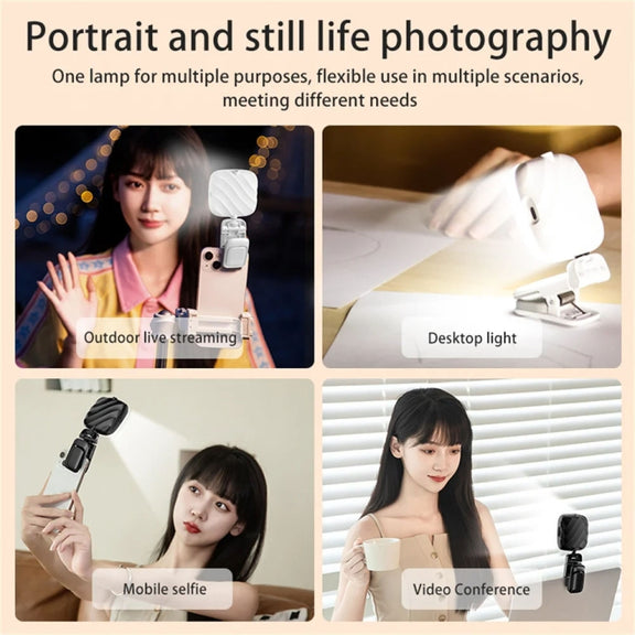 LED Mobile Phone Live Beauty Fill Light USB Charging Camera Pocket Light(White)