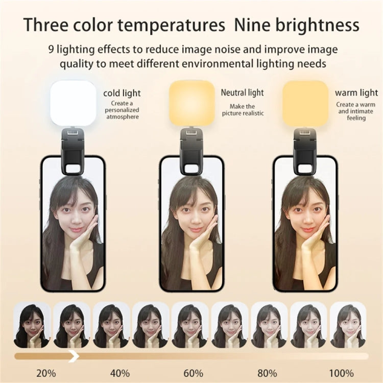 LED Mobile Phone Live Beauty Fill Light USB Charging Camera Pocket Light(White)