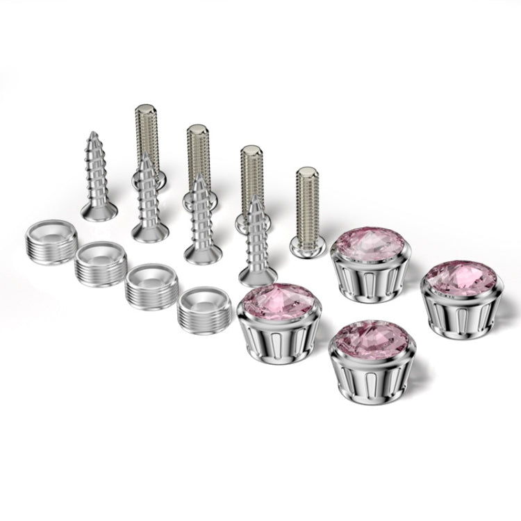Licence Plate Frame Rhinestone Anti-theft Fixing Nut Cover(Pink Diamond) - free shipping - PMC TechLife - Order now!