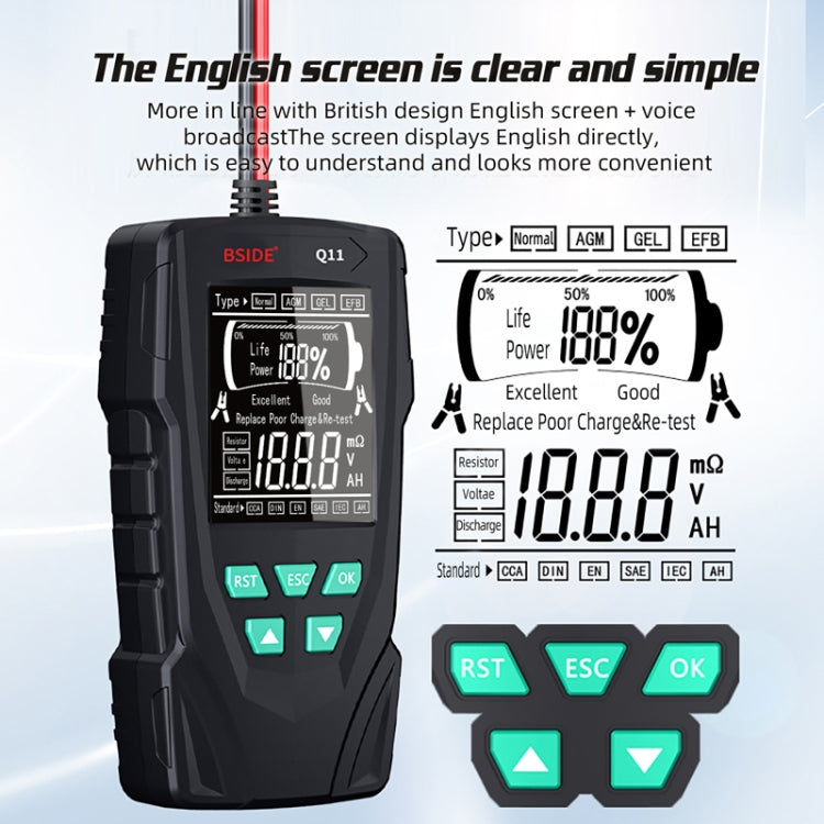 BSIDE Q11 Car Battery Detector 12V/24V Battery Life Capacity Internal Resistance Tester - free shipping - PMC TechLife - Order now!