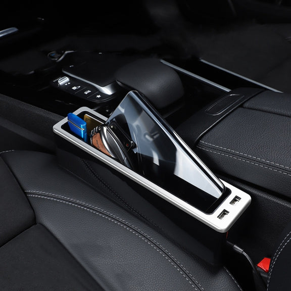 Car Seat Gap Storage Box with 2 USB Charging Port, Color: Co-pilot Red