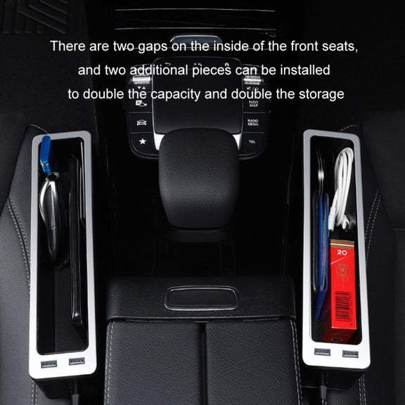 Car Seat Gap Storage Box with 2 USB Charging Port, Color: Co-pilot Red