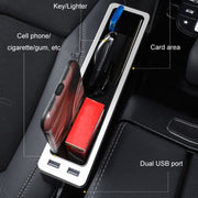 Car Seat Gap Storage Box with 2 USB Charging Port, Color: Co-pilot Red