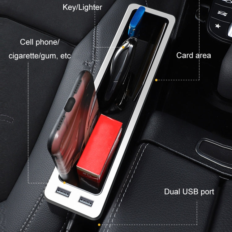 Car Seat Gap Storage Box with 2 USB Charging Port, Color:  Principal Driver Silver - Stowing Tidying by PMC TechLife | Online Shopping South Africa | PMC TechLife | Buy Now Pay Later Mobicred