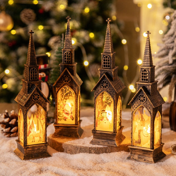 Christmas Decoration Lamps Church Shape Night Light Electronic Candle Candlelight, Style: Angel