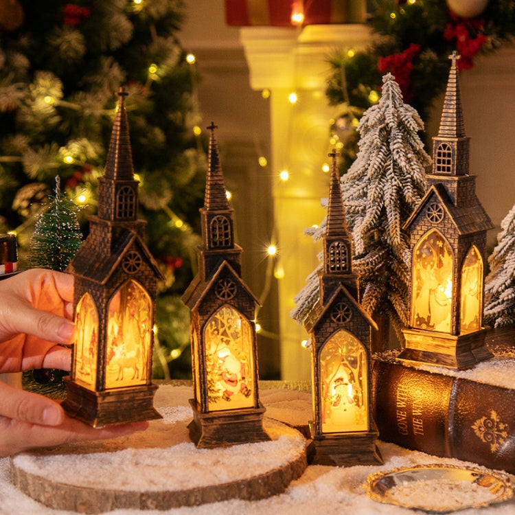 Christmas Decoration Lamps Church Shape Night Light Electronic Candle Candlelight, Style: Angel