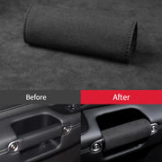 1pair Car Door Handle Decorative Anti-Scratch Cover Car Slippery Leather Inner Door Handle Protective Cover(Red)