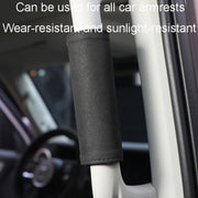 1pair Car Door Handle Decorative Anti-Scratch Cover Car Slippery Leather Inner Door Handle Protective Cover(Black)