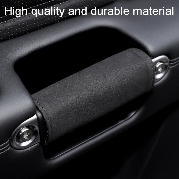 1pair Car Door Handle Decorative Anti-Scratch Cover Car Slippery Leather Inner Door Handle Protective Cover(Black)