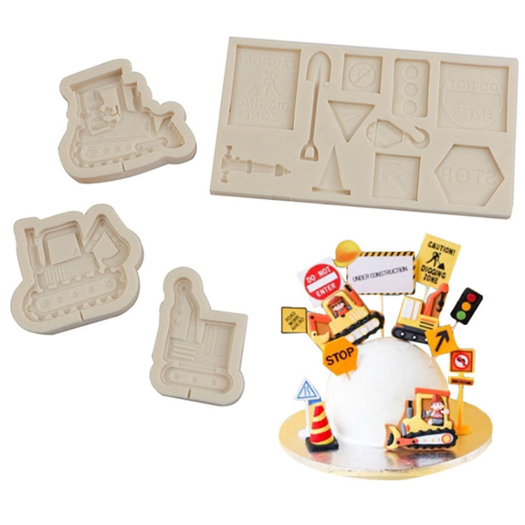 Cartoon Construction Site Tools Engineering Car Cake Decoration Molds, Specification: MK-3056 (Light Gray)