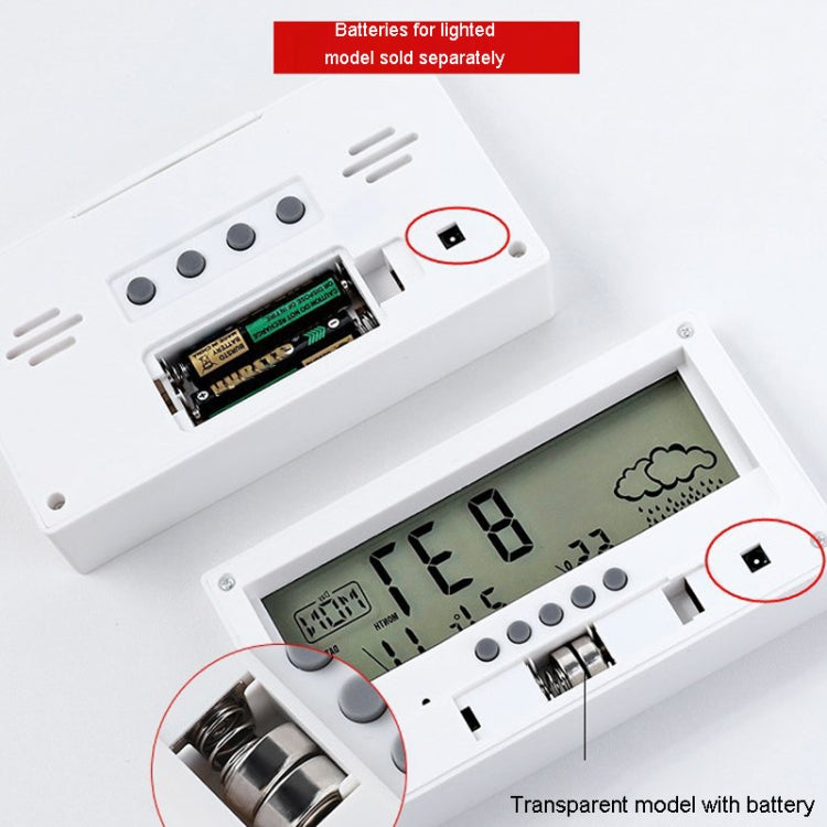 LCD Electronic Desk Clock Digital Display Multifunctional Temperature And Humidity Meter Alarm Clock, Model: 2158L With Light White - Alarm Clocks by PMc TechLife | Online Shopping South Africa | PMc TechLife | Buy Now Pay Later Mobicred