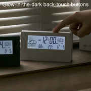 LCD Electronic Desk Clock Digital Display Multifunctional Temperature And Humidity Meter Alarm Clock, Model: 2158L With Light Black