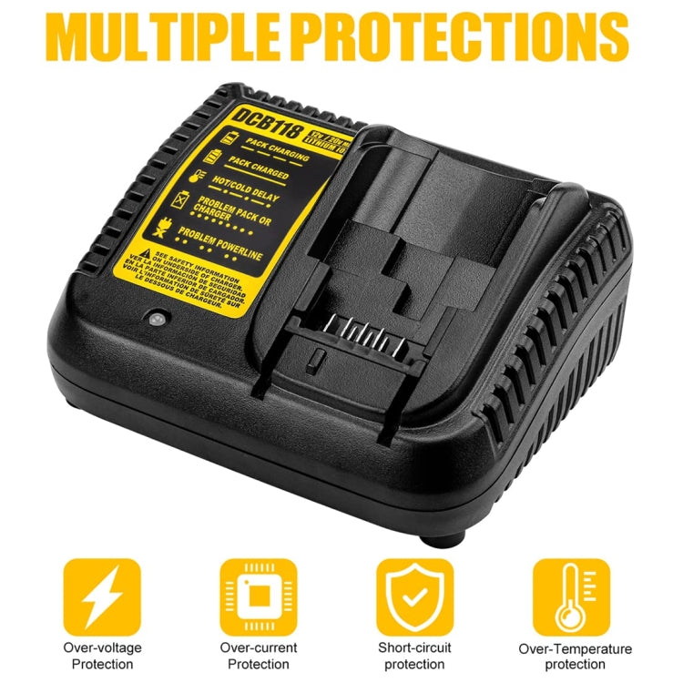 DCB118 For Dewalt 12V-20V Electric Tool Battery Charger, Plug: UK (Black) - Electric Saws & Accessories by PMC TechLife | Online Shopping South Africa | PMC TechLife | Buy Now Pay Later Mobicred